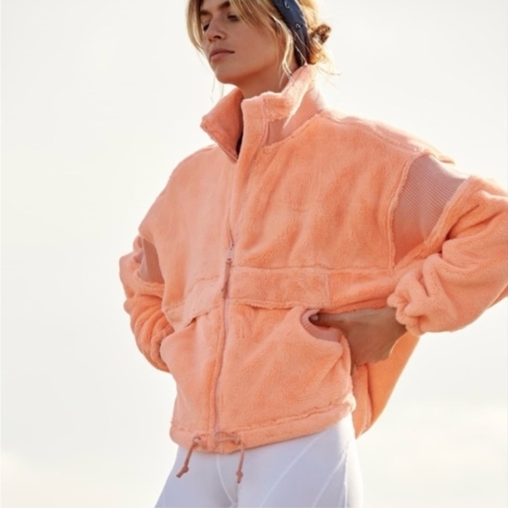 Free People Movement Seeing Stars Fleece Jacket - Neon Canteloupe